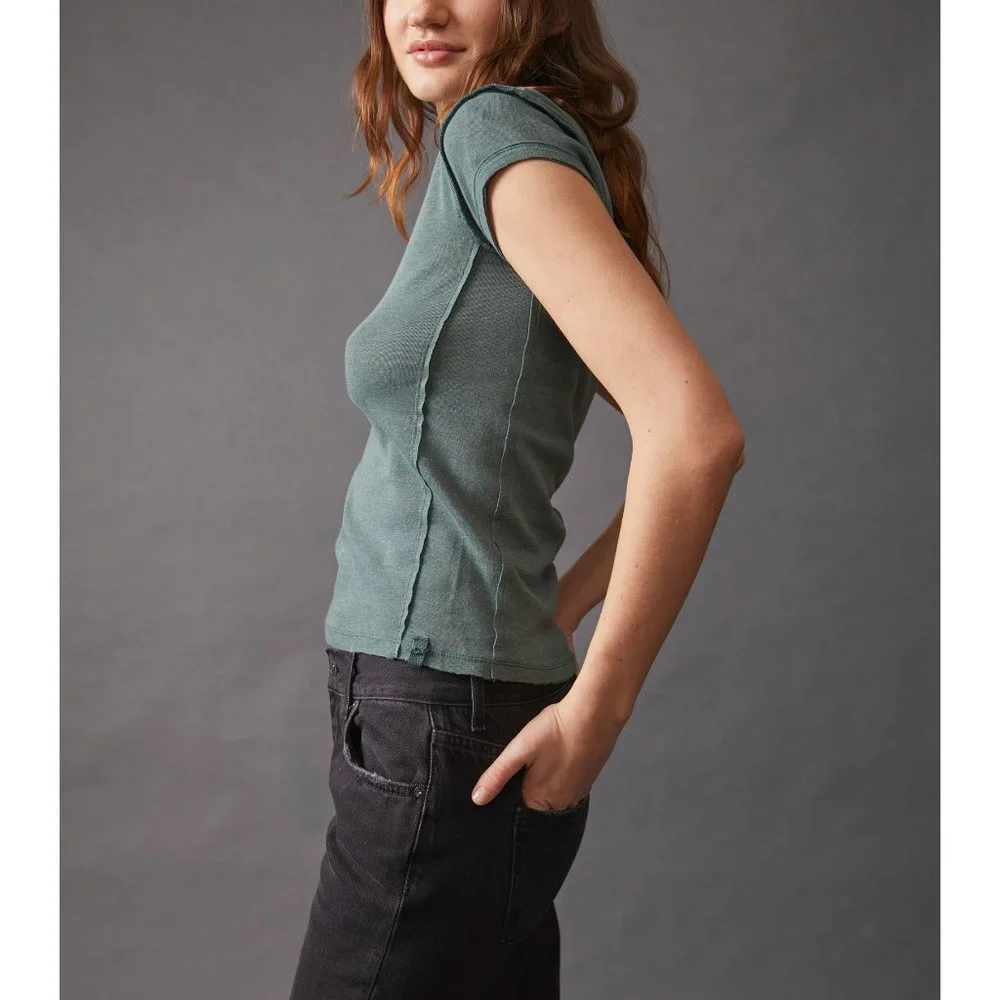 🎉LAST CHANCE🎉 NWT Free People Always Yours Tee / Dried Pine - Picture 2 of 9